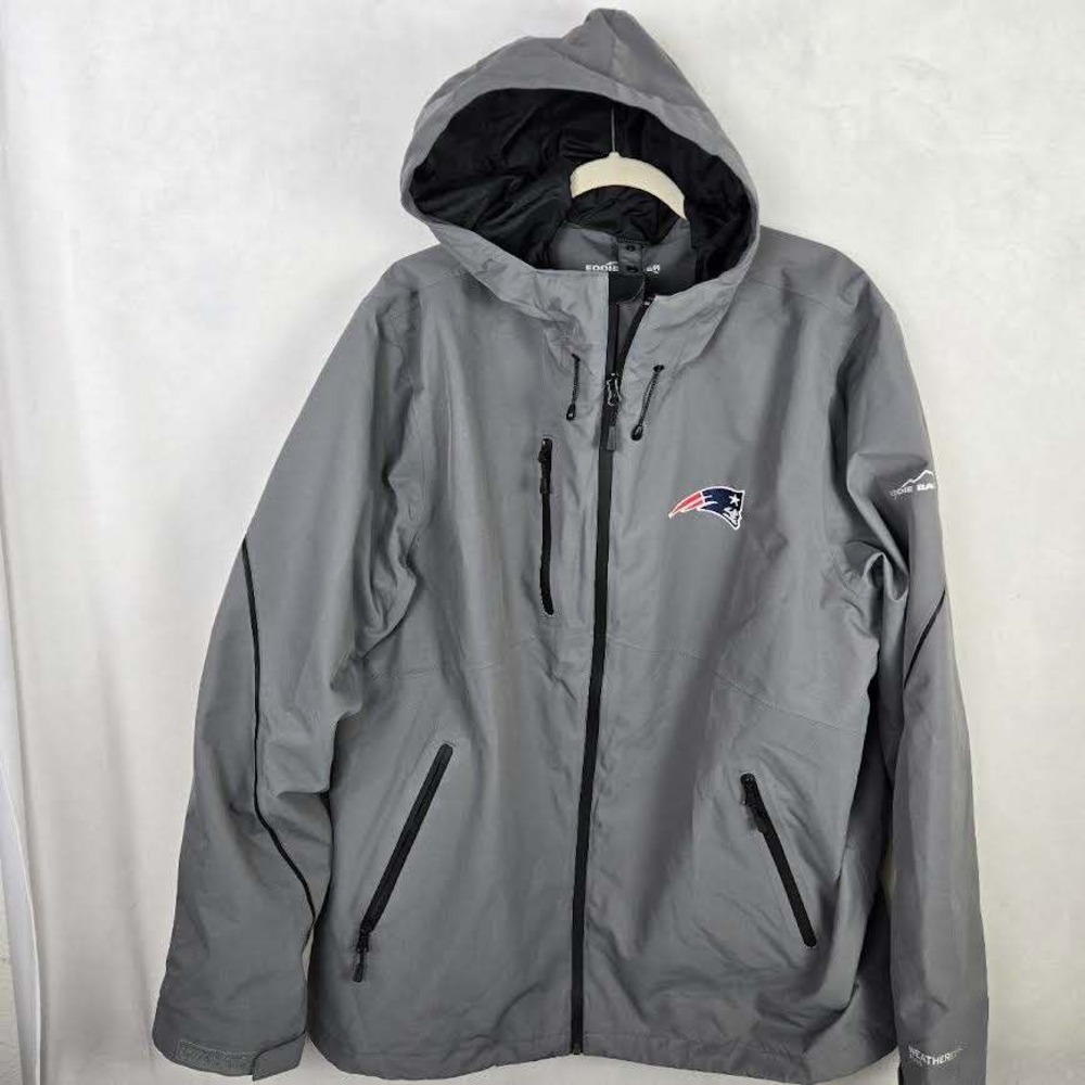 Eddie Bauer Mens XL Gray Weatheredge Plus‎ Jacket New England Patriots NFL Parka